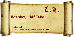 Betskey Mátka névjegykártya